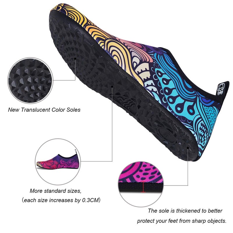 WateLves Water Shoes for Womens Mens Barefoot Quick-Dry Aqua Socks for Beach Swim Surf Yoga Exercise Camping Must Haves (Flower Gradient, 38/39) - Image 5